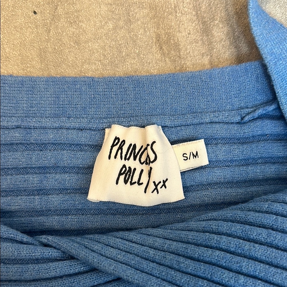 Blue Ribbed Women's Top - Picture 2 of 2